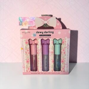 SpaLife Dewy Darling Lip Glowy Gloss Trio Peptide Shea Butter 3 Piece Set NIB